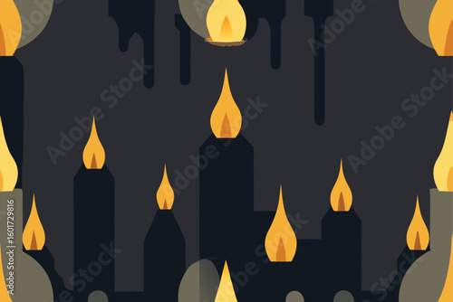 a glowing skull candle on a mantelpiece vector illustration