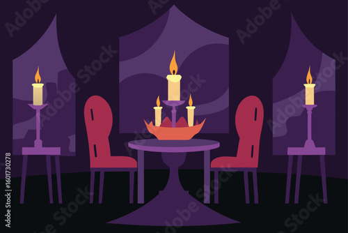 spiderweb candelabra for haunted theme vector illustration