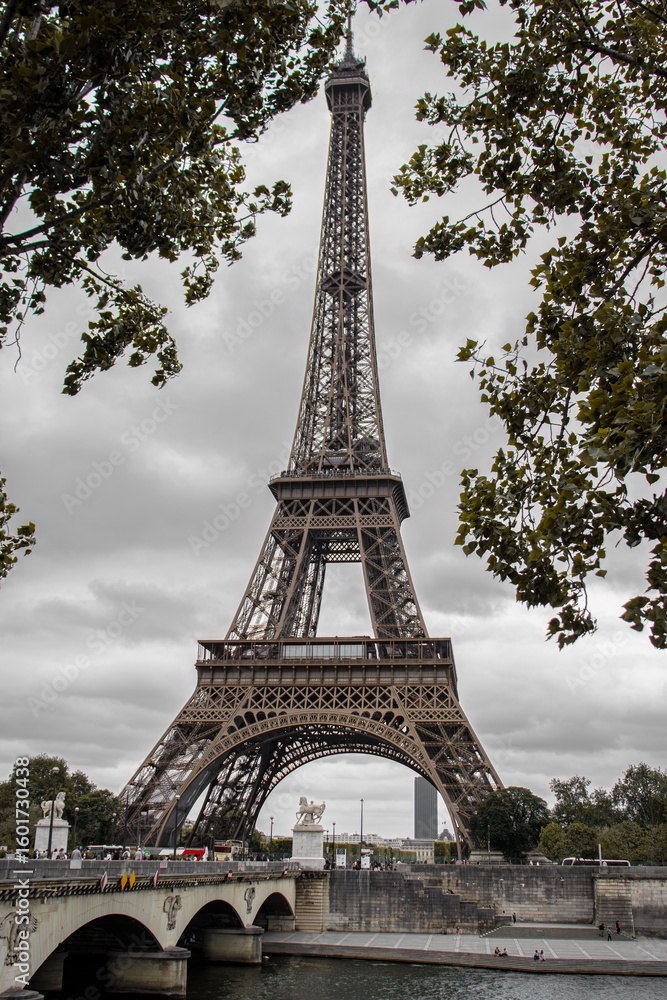 Fototapeta premium Hermosa fotografía de la Torre Eiffel en París, Francia.