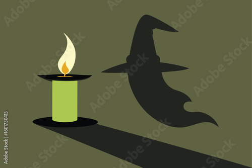 mantelpiece skull candle with glow vector illustration