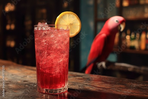 Beverage collection sweet red cocktail with lemon