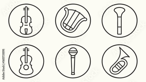 Collection of music and audio related icons