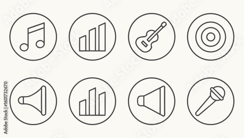 Collection of music and audio related icons
