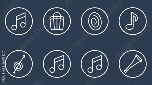Collection of music and audio related icons