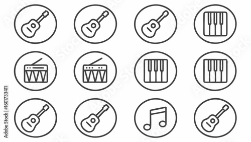 Collection of music and audio related icons