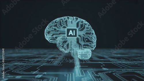 Stunning glowing AI brain circuit board design for innovation and technology concepts