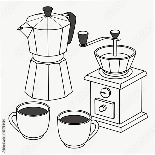 Coffee maker grinder and cups coffee grinder coffee cups