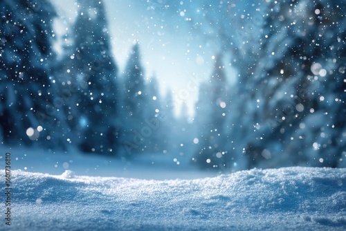 Wallpaper Mural Snowy forest scene.  Blurred winter landscape with falling snow Torontodigital.ca