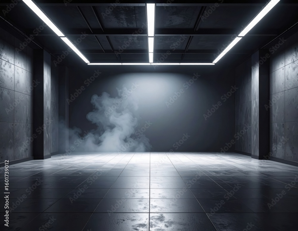 Fototapeta premium Empty Dark Room,Light and Fog