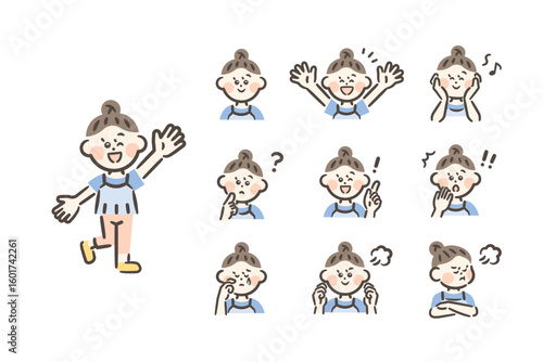 Vector illustrations of children's facial expressions