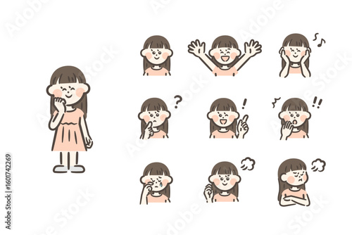 Vector illustrations of children's facial expressions