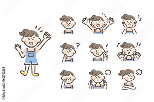 Vector illustrations of children's facial expressions
