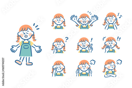 Vector illustrations of children's facial expressions