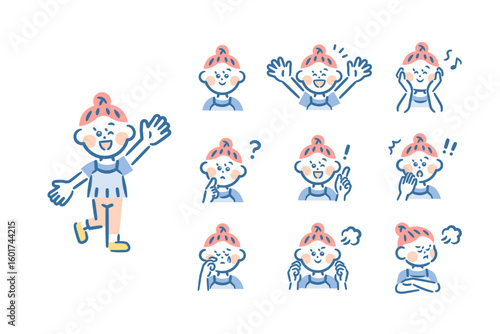 Vector illustrations of children's facial expressions