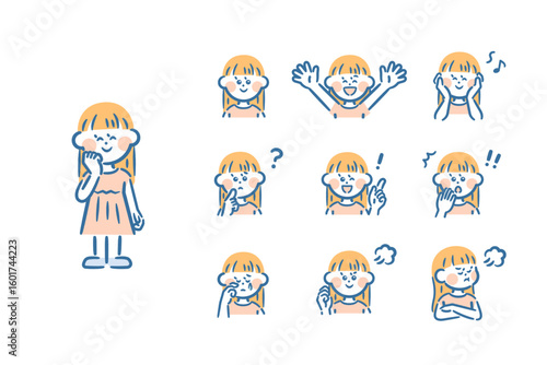 Vector illustrations of children's facial expressions