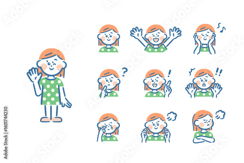 Vector illustrations of children's facial expressions