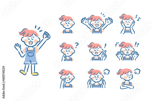 Vector illustrations of children's facial expressions