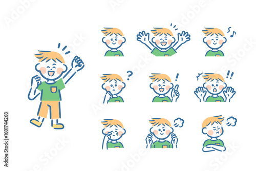 Vector illustrations of children's facial expressions