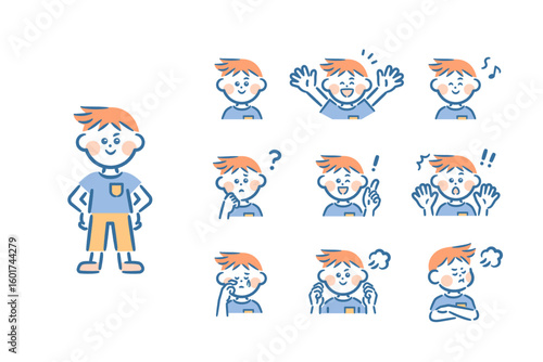 Vector illustrations of children's facial expressions