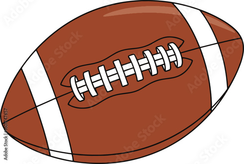 A vibrant, brown and white illustration of an American football, commonly used in gridiron football sports like American football and Canadian football.