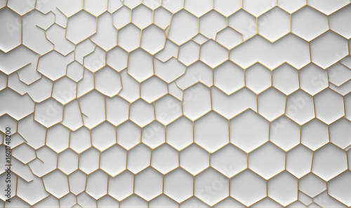 cracked gold outlined hexag...
