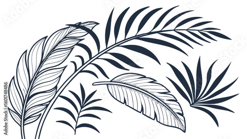 Intricate Tropical Leaves Illustrating Natural Beauty and Exotic Flora
