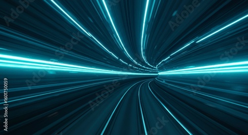 Futuristic tunnel with glowing lines (2)