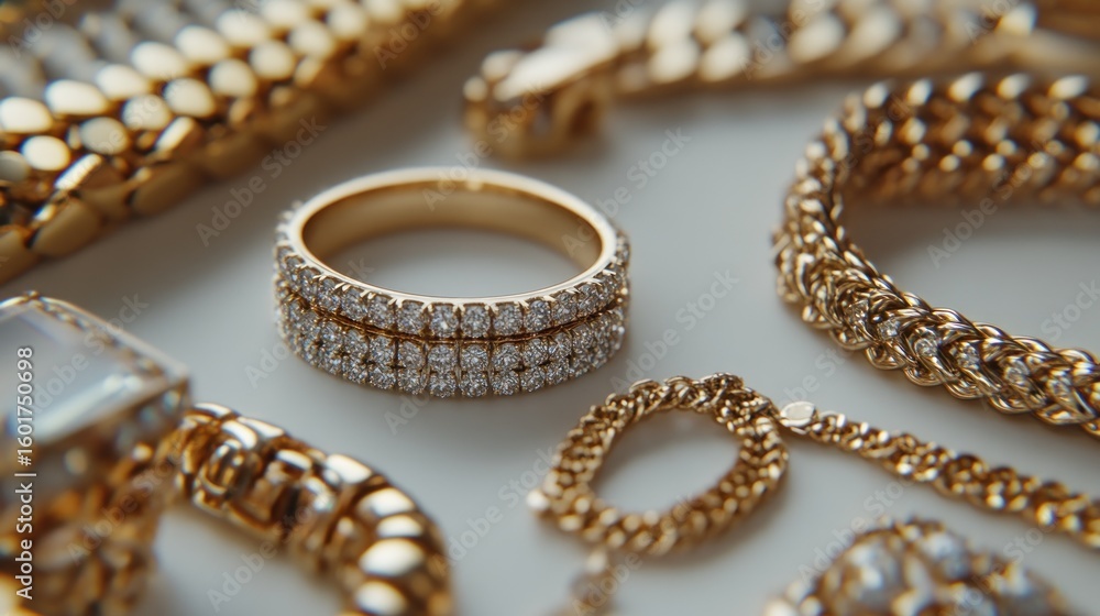 Obraz premium Gold and diamond jewelry collection