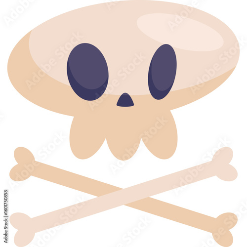 Flat Halloween Skull Icon Illustration