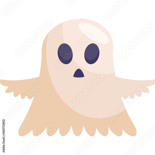 Flat Halloween Ghost Icon Illustration