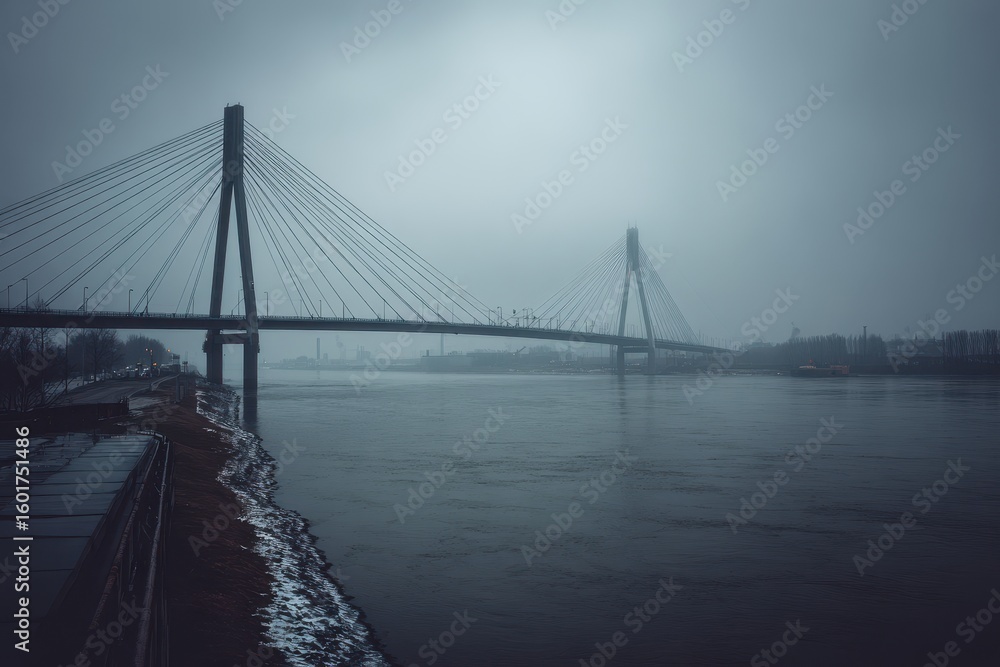 Fototapeta premium Bridge over river on a cloudy day