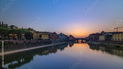 Wallpaper Mural Sunset view of Florence Ponte Vecchio over Arno River in Florence timelapse, Italy. Torontodigital.ca