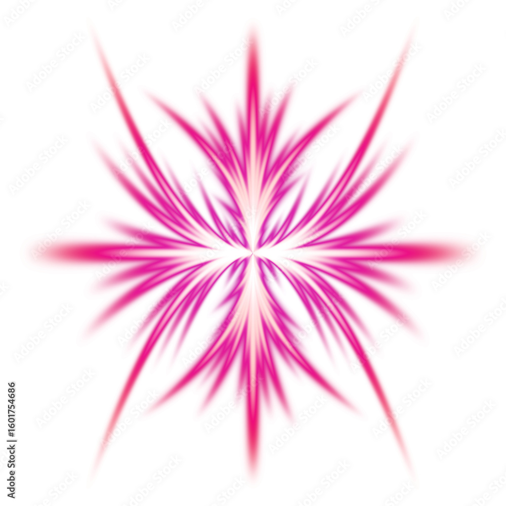 Obraz premium Pink and red symmetrical abstract shape with inward glowing light on transparent background 