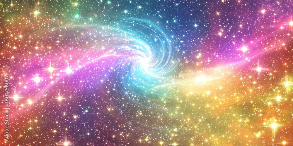Naklejka premium A colorful nebula spinning into an infinite spiral of energy