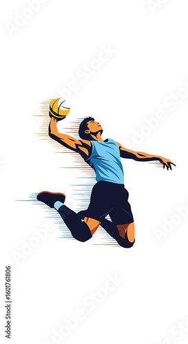 Basketball player jumping to shoot or dunk action