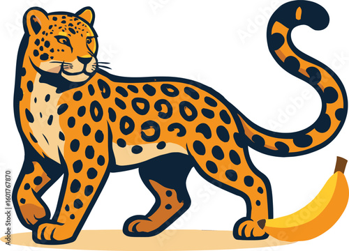 🍌 WILD & WHIMSICAL! This AI-generated leopard with a playful banana twist blends fierce style with quirky charm—perfect for standout designs. Download now & go bananas! 🐆💥

