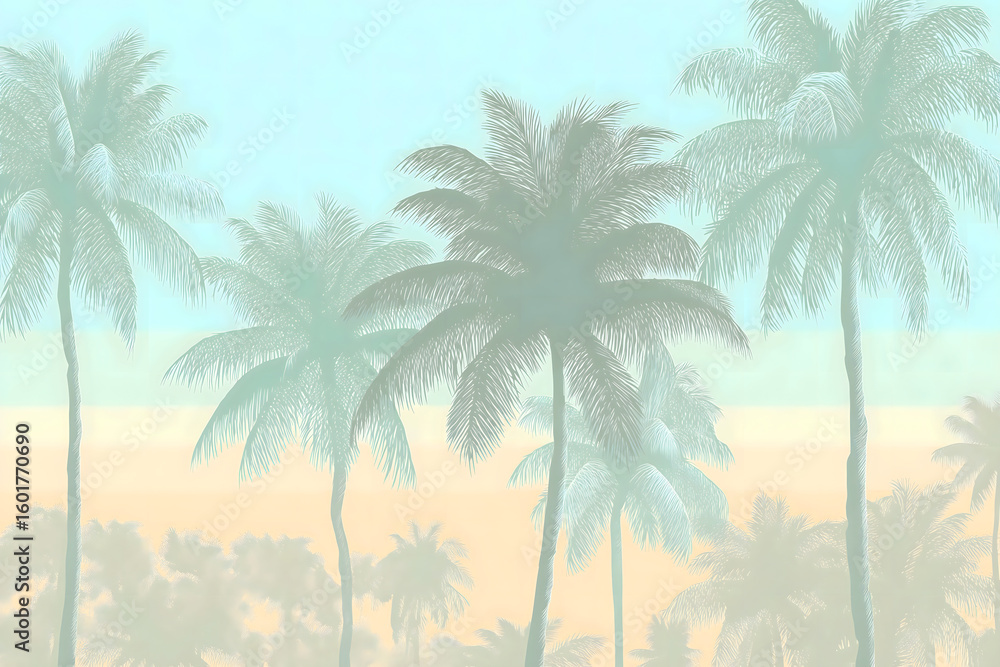 Obraz premium Tropical Palm Tree Patterns with Subtle Sunset Gradients