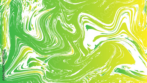 Abstract vivid fluid art background with swirling marbled patterns in electric green, cyan, and white. Flows with chaotic, organic shapes resembling liquid or melted. Dynamic and intense vibea