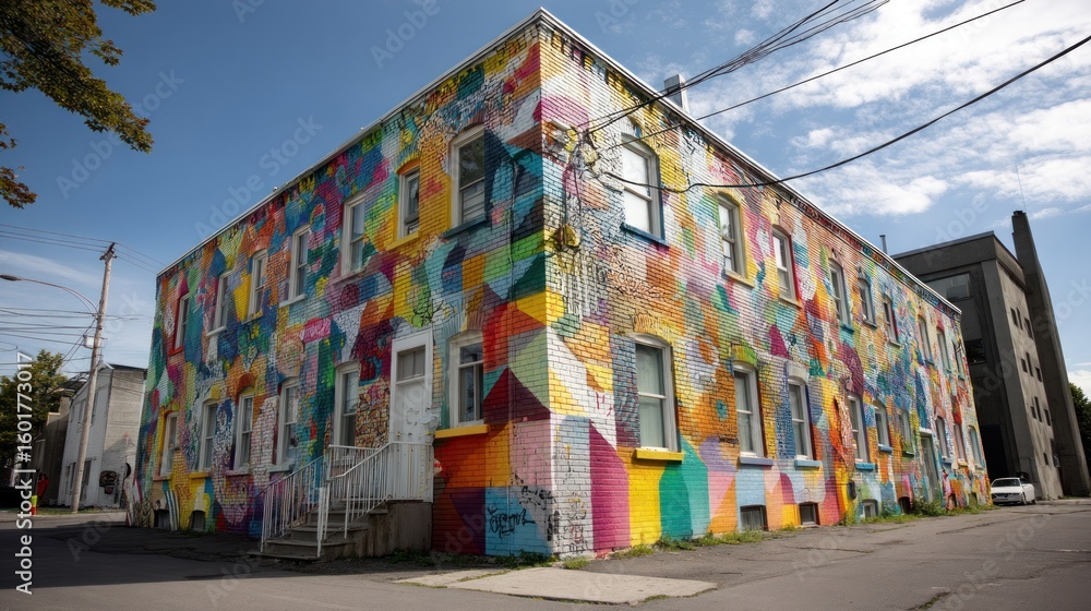Naklejka premium Vibrant mural adorning a building