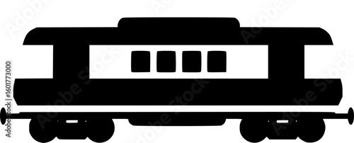 Stylized Black and White Image of a Railroad Car with Visible Windows
