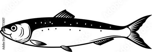 sardine silhouette line art vector illustration with a white background
