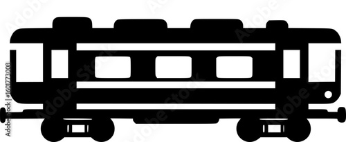 Stylized Black and White Image of a Railroad Car with Visible Windows
