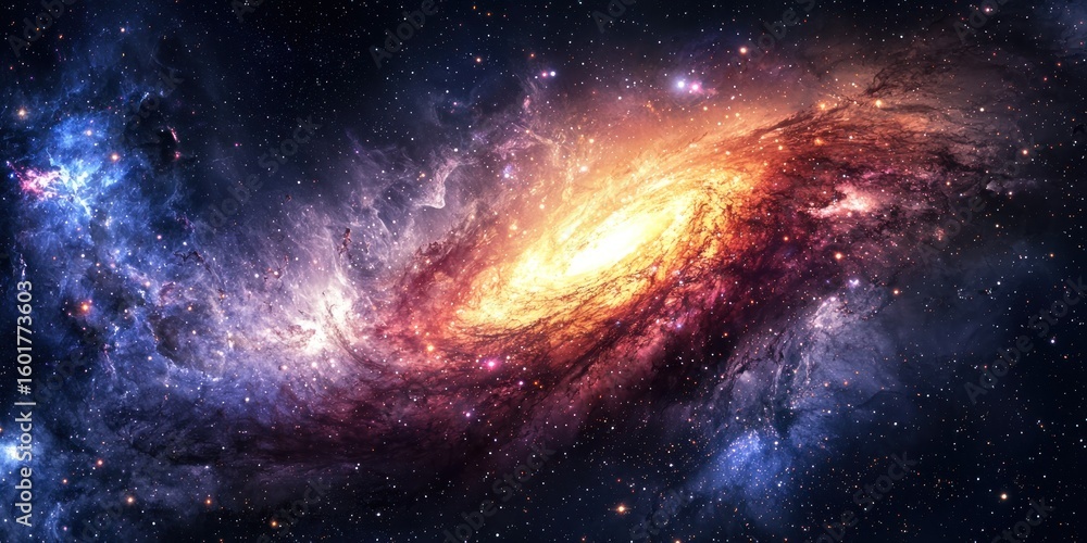 Fototapeta premium A dreamlike celestial scene where abstract cosmic patterns form an endless galaxy