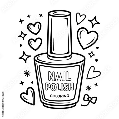Nail polish illustration vector style colouring page