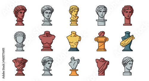 Vector Illustration of Ancient Sculptures