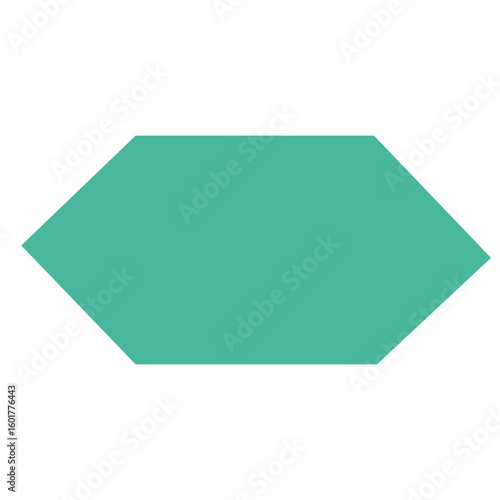 Horizontal stretched green hexagon shape. Great for infographic layouts, design elements, or modern UI graphics.

