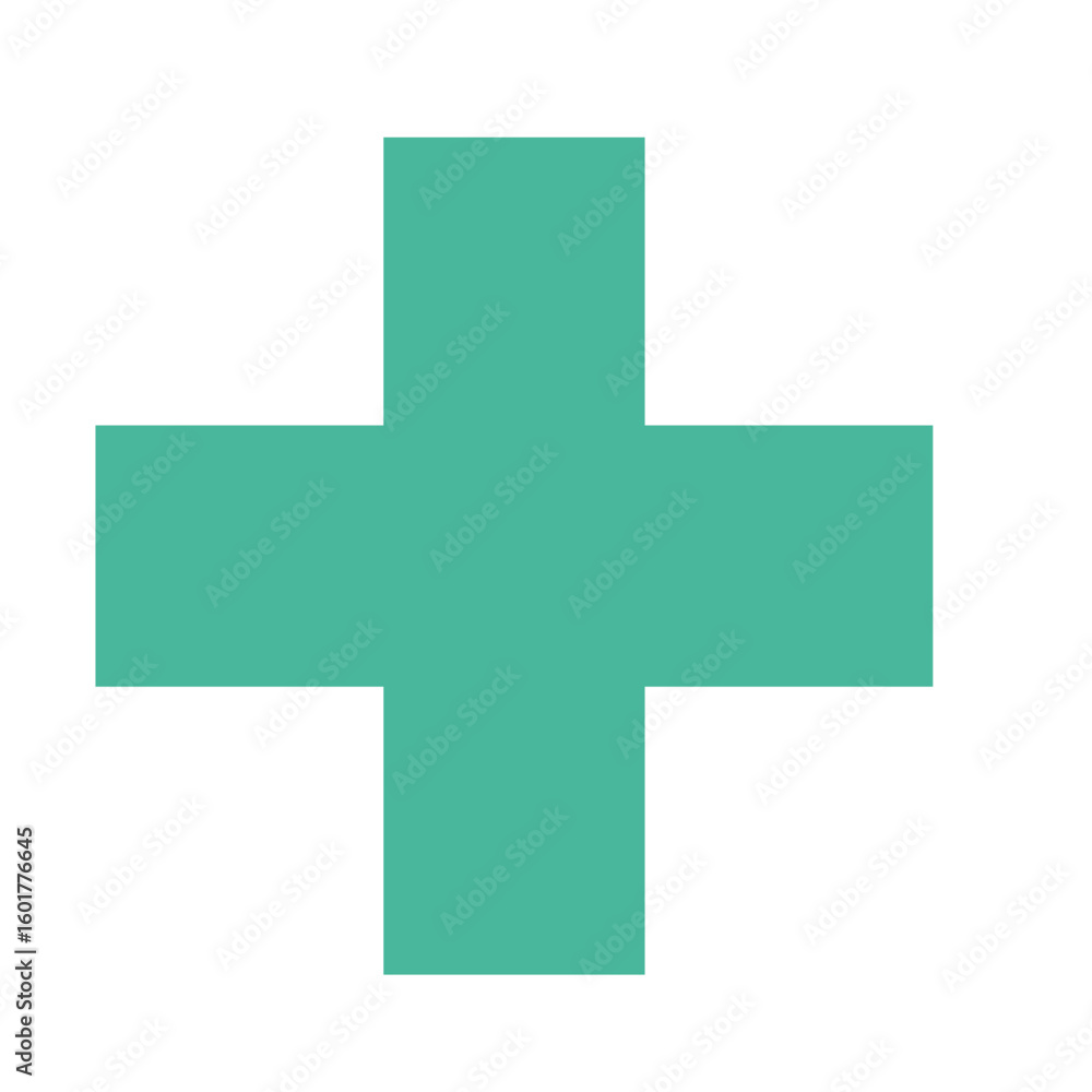 Fototapeta premium Flat green plus symbol in vector format. Perfect for medical icons, positive symbols, or math and education-related graphics.