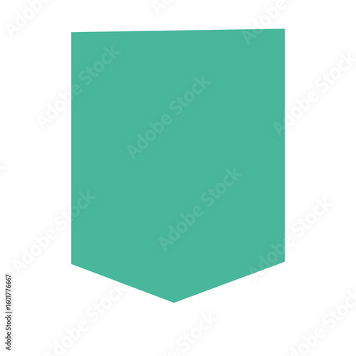 Flat green pentagon shield shape in vector format. Perfect for emblems, security icons, or clean minimal badge-style design work.