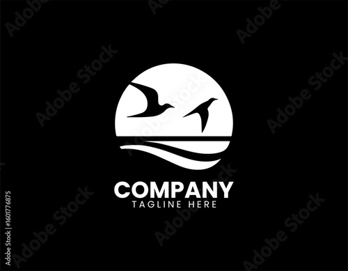 Sunset Sunrise Birds Flight Travel Agency Nature Vector Logo Design