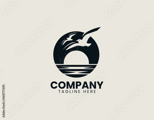 Sunset Sunrise Birds Flight Travel Agency Nature Vector Logo Design